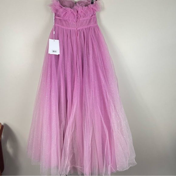 Mac Duggal Purple Strapless Glitter Tulle Gown Pink Womens 8 Prom Formal Dress - Picture 5 of 13